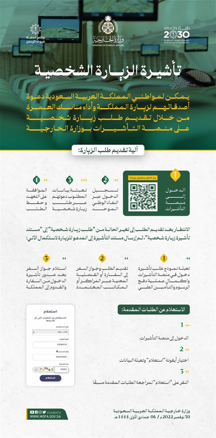 الحصول على تأشيرة الزيارة الشخصية