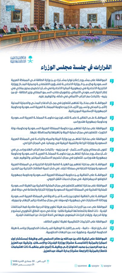 قرارات مجلس الوزراء اليوم