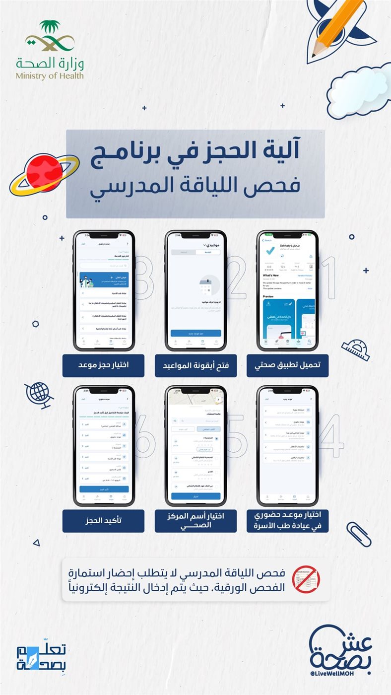 آلية الحجز في برنامج فحص اللياقة المدرسي