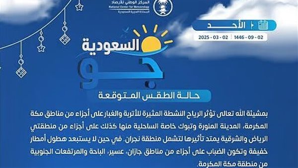 جدة الأكثر حرارة وعرعر الأبرد اليوم