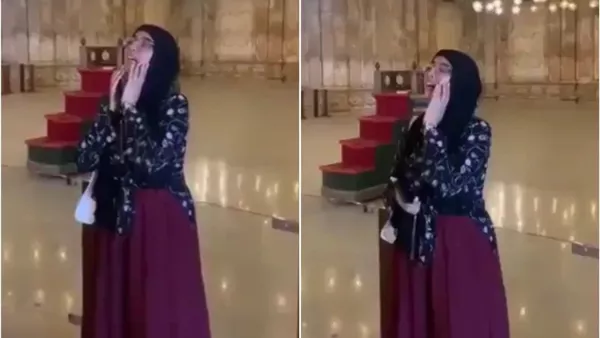 فتاة تؤذن داخل مسجد بمصر