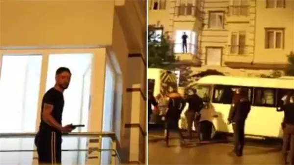 شاب تركي يهدد الشرطة بمسدس