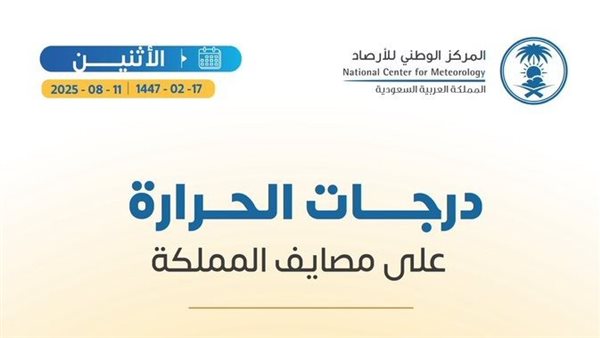 درجات الحرارة على مصايف المملكة اليوم