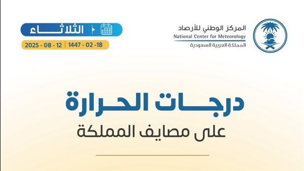 درجات الحرارة على مصايف المملكة اليوم الثلاثاء 12 أغسطس 2025