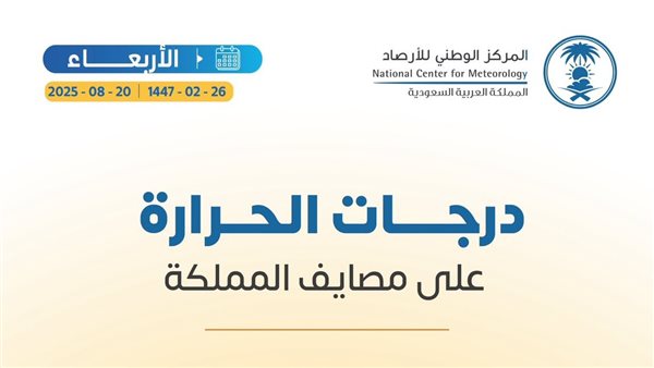 درجات الحرارة على مصايف المملكة اليوم الأربعاء 20 أغسطس 2025